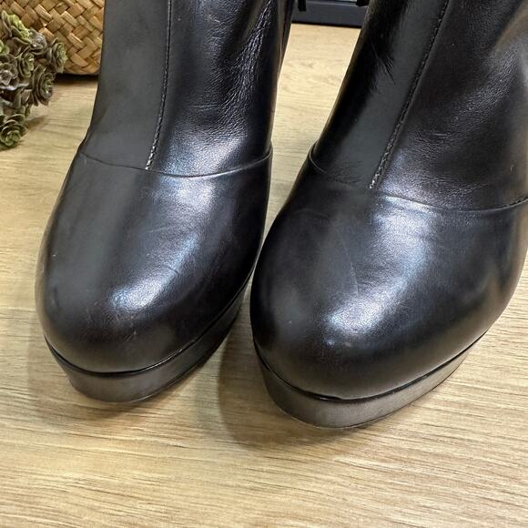 YVES SAINT LAURENT Tribute Platform Ankle Boots SZ 38 US 8 Dark Brown Leather - Picture 3 of 10
